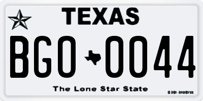 TX license plate BGO0044