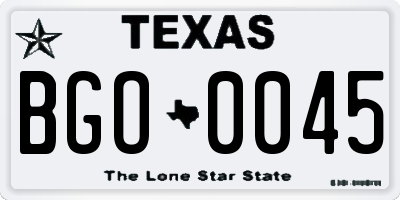 TX license plate BGO0045