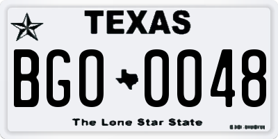 TX license plate BGO0048