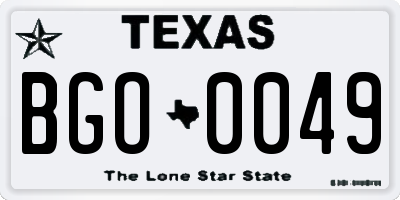 TX license plate BGO0049