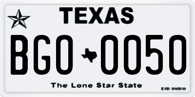TX license plate BGO0050