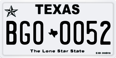 TX license plate BGO0052