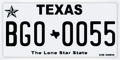 TX license plate BGO0055