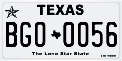 TX license plate BGO0056