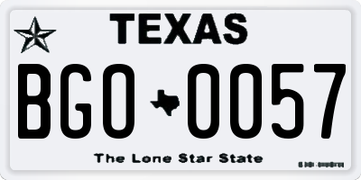 TX license plate BGO0057