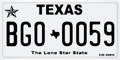 TX license plate BGO0059