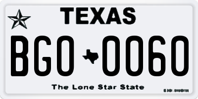 TX license plate BGO0060