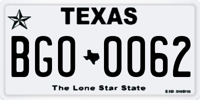 TX license plate BGO0062