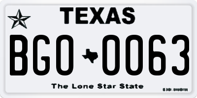 TX license plate BGO0063