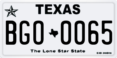 TX license plate BGO0065