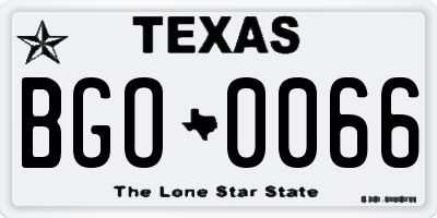 TX license plate BGO0066