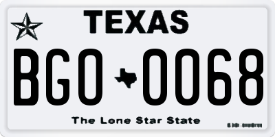 TX license plate BGO0068