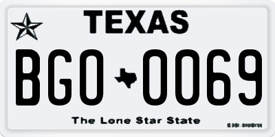 TX license plate BGO0069