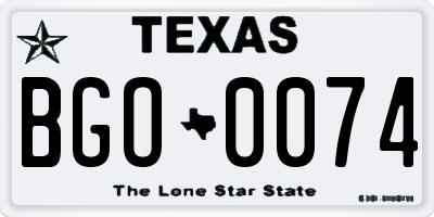TX license plate BGO0074