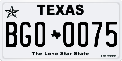 TX license plate BGO0075