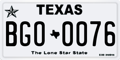 TX license plate BGO0076