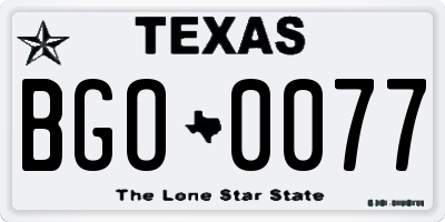 TX license plate BGO0077
