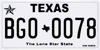 TX license plate BGO0078