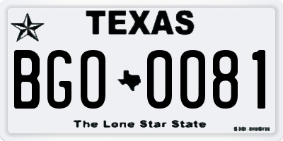 TX license plate BGO0081