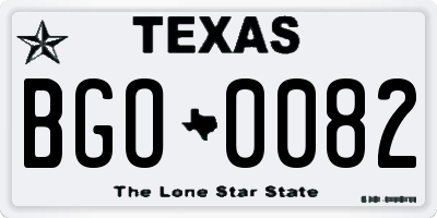 TX license plate BGO0082
