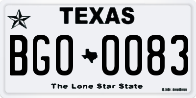 TX license plate BGO0083