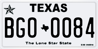 TX license plate BGO0084