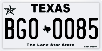 TX license plate BGO0085