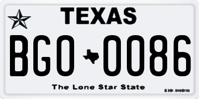 TX license plate BGO0086