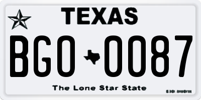 TX license plate BGO0087