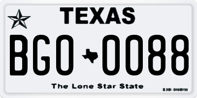 TX license plate BGO0088