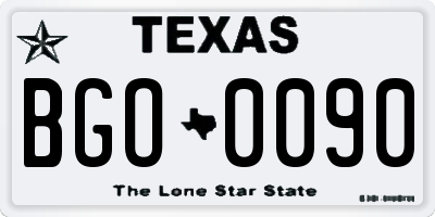 TX license plate BGO0090