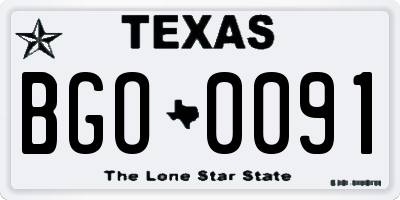 TX license plate BGO0091