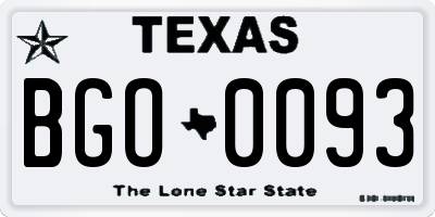 TX license plate BGO0093