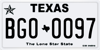 TX license plate BGO0097