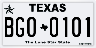 TX license plate BGO0101