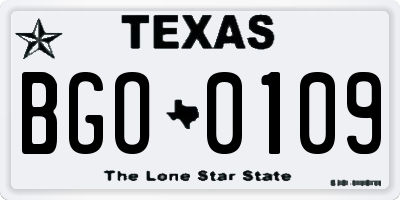 TX license plate BGO0109