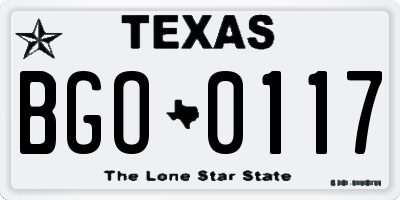 TX license plate BGO0117