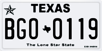 TX license plate BGO0119