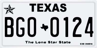 TX license plate BGO0124