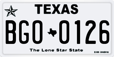 TX license plate BGO0126