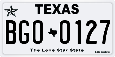 TX license plate BGO0127