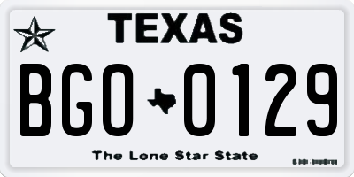 TX license plate BGO0129
