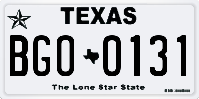 TX license plate BGO0131