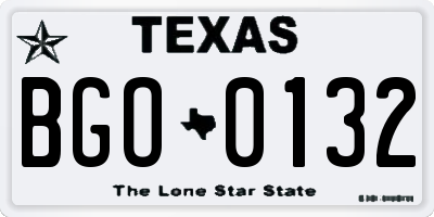TX license plate BGO0132
