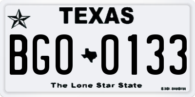 TX license plate BGO0133