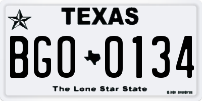 TX license plate BGO0134
