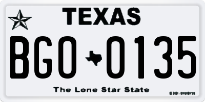 TX license plate BGO0135