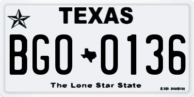 TX license plate BGO0136