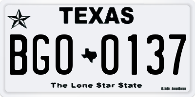 TX license plate BGO0137