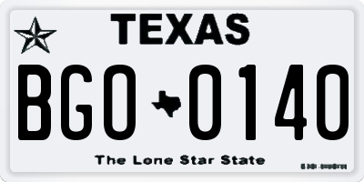 TX license plate BGO0140